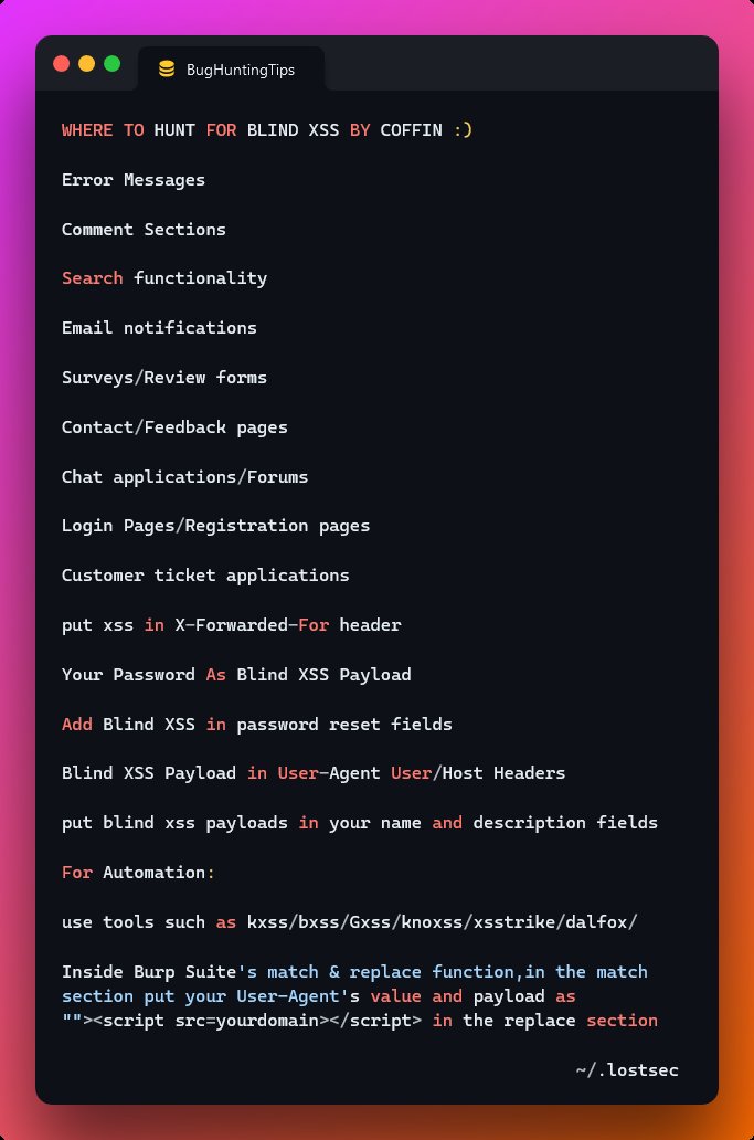 When to hunt for Blind XSS

Credit:@coffinxp7 

#BugBounty #bugbountytips