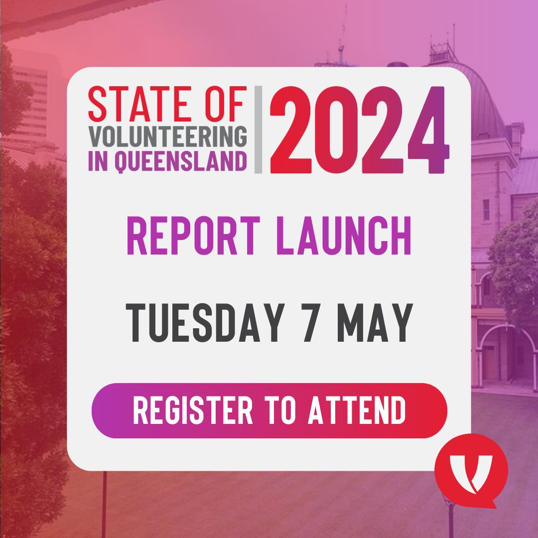 Join Volunteering Queensland Tuesday 7 May as we launch the 2024 State of Volunteering Report. The State of Volunteering in Queensland 2024 Report is the latest report on the status and the economic and social value of #volunteering. Register to attend: volunteeringqld.org.au/events/state-o…