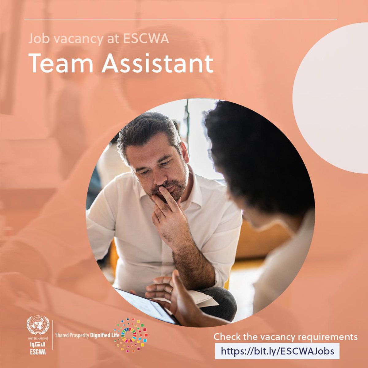 Are you interested in joining #ESCWA?

If you hold a high school diploma and have 3+ years of experience in general office support, apply now for the Team Assistant position 👉 bit.ly/ESCWAJobs.

📆 Deadline: 17 May