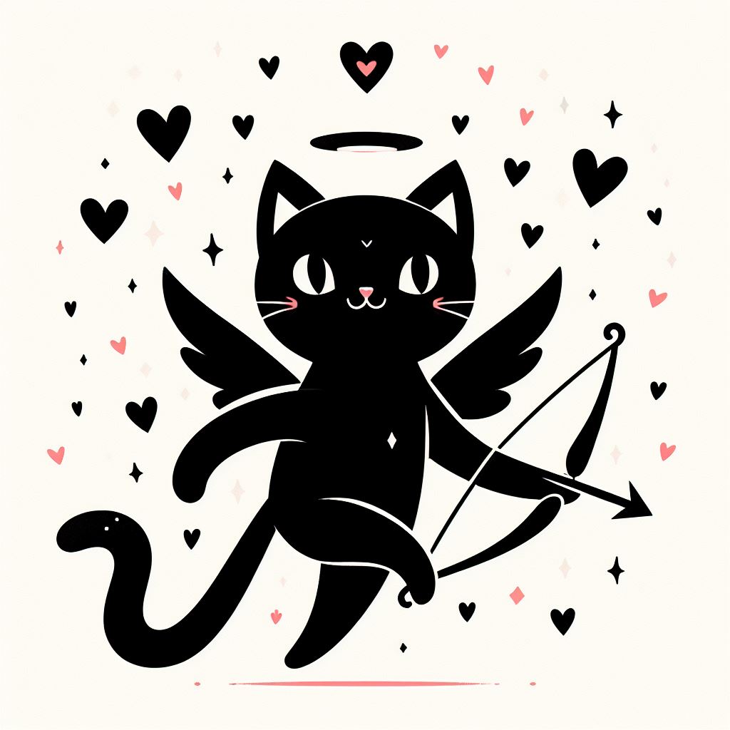 Black Cat Cupid Spreads the Love! by tonnyfroyen.com 

This adorable black cat Cupid is overflowing with love! Simple shapes and a playful style make this digital art perfect for spreading feline affection. 

#blackcat #cupid #love #catsofinstagram #valentinesday
