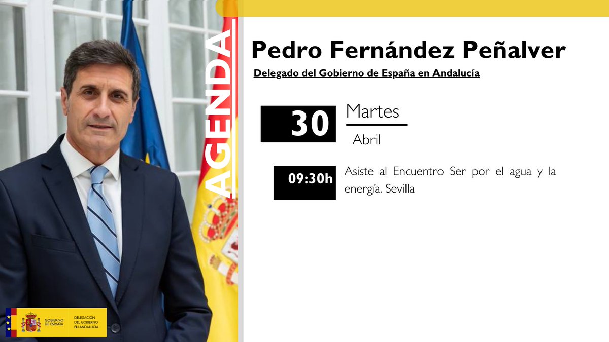 📅 Agenda del delegado del Gobierno @PedroFdezGob para hoy martes 30 de abril.