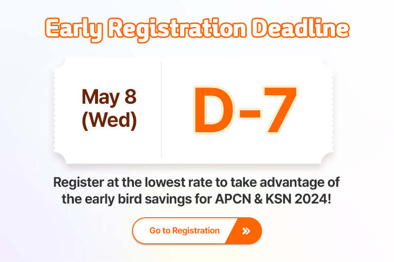 ⏳[APCN & KSN 2024] D-7! DEADLINE APPROACHING FAST: Register early and save big before may 8 (wed)

📋Go to Registration: apcn2024.org/registration/ 
#대한신장학회 #APCN #APCN2024 #APCNxKSN #KSN #APSN