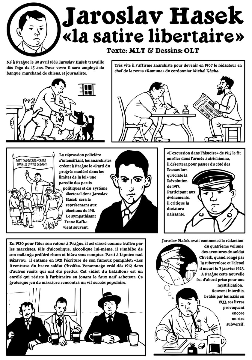 Le 30 avril 1883, l’auteur #Jaroslav_Hašek est né à Prague. Surtout connu pour avoir écrit le livre « le brave soldat #chveik », livre satirique et anti guerre, Hasek était également #anarchiste buff.ly/3vwtdI4