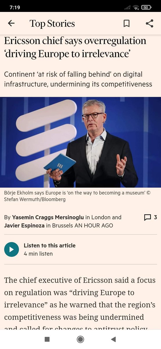 maltaway_mw's tweet image. 1/Nevertheless kicking out #Huawei from the market via #overregulation 
#Ericsson sales fell by 15%, #Nokia drop 20%. Both are #Parassite #oligopolists victims of their #bureaucratic #anticompetitive #antiinnovation culture and refuse the #antitrust point to have an open market