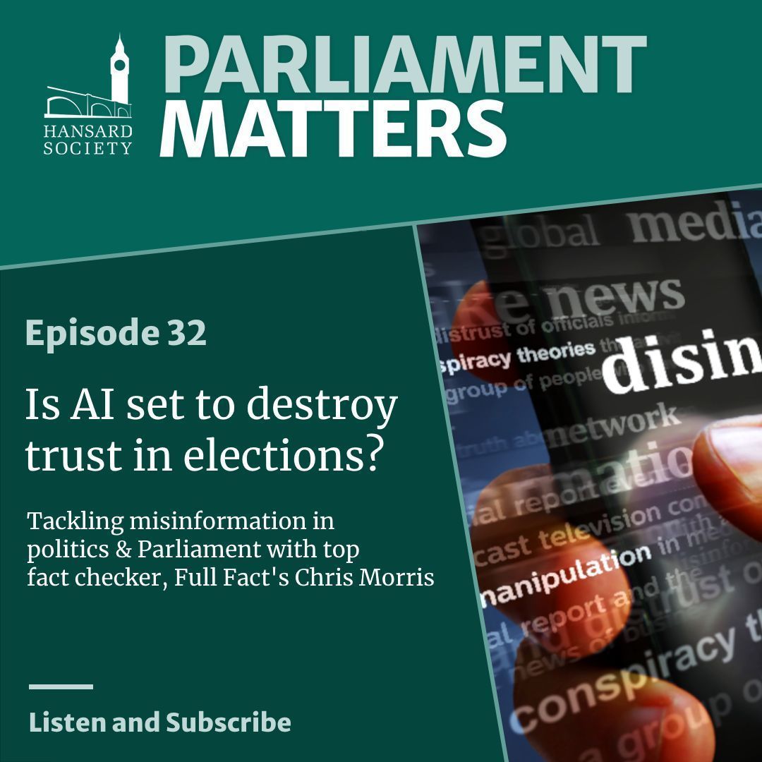 🎧 NEW: #ParliamentMatters with @__ChrisMorris__ head of factcheckers @FullFact 🗳️ Could AI destroy trust in elections? ❔ Should we be pre-bunking or de-bunking? ⚠️ What must political parties do to use AI ethically in their campaigns? 🎧 Listen now: buff.ly/3UEl3e2
