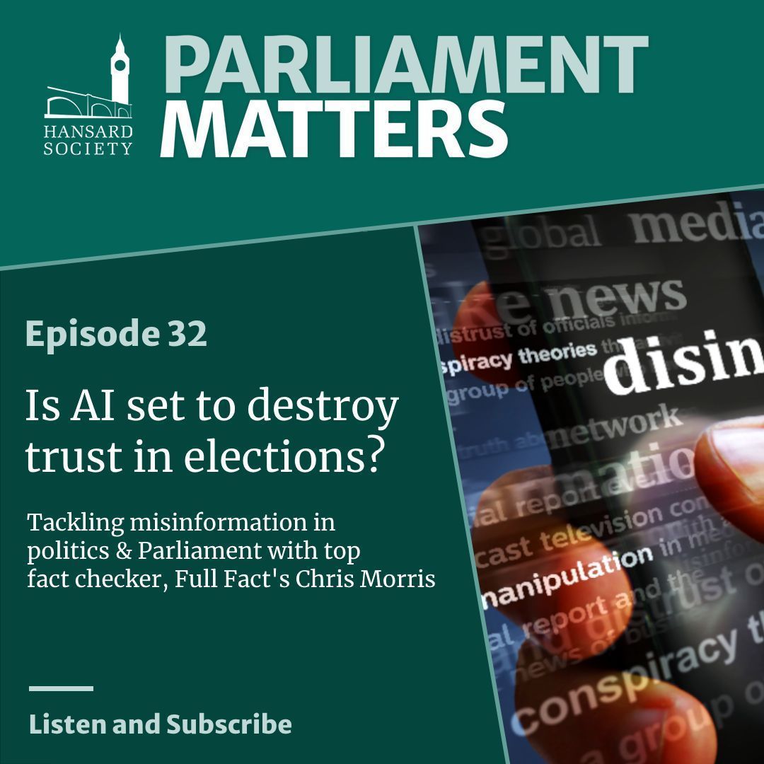 🎧 NEW: #ParliamentMatters with @__ChrisMorris__ head of factcheckers @FullFact

🗳️ Could AI destroy trust in elections? 
❔ Should we be pre-bunking or de-bunking? 
⚠️ What must political parties do to use AI ethically in their campaigns? 

🎧 Listen now: buff.ly/3UEl3e2