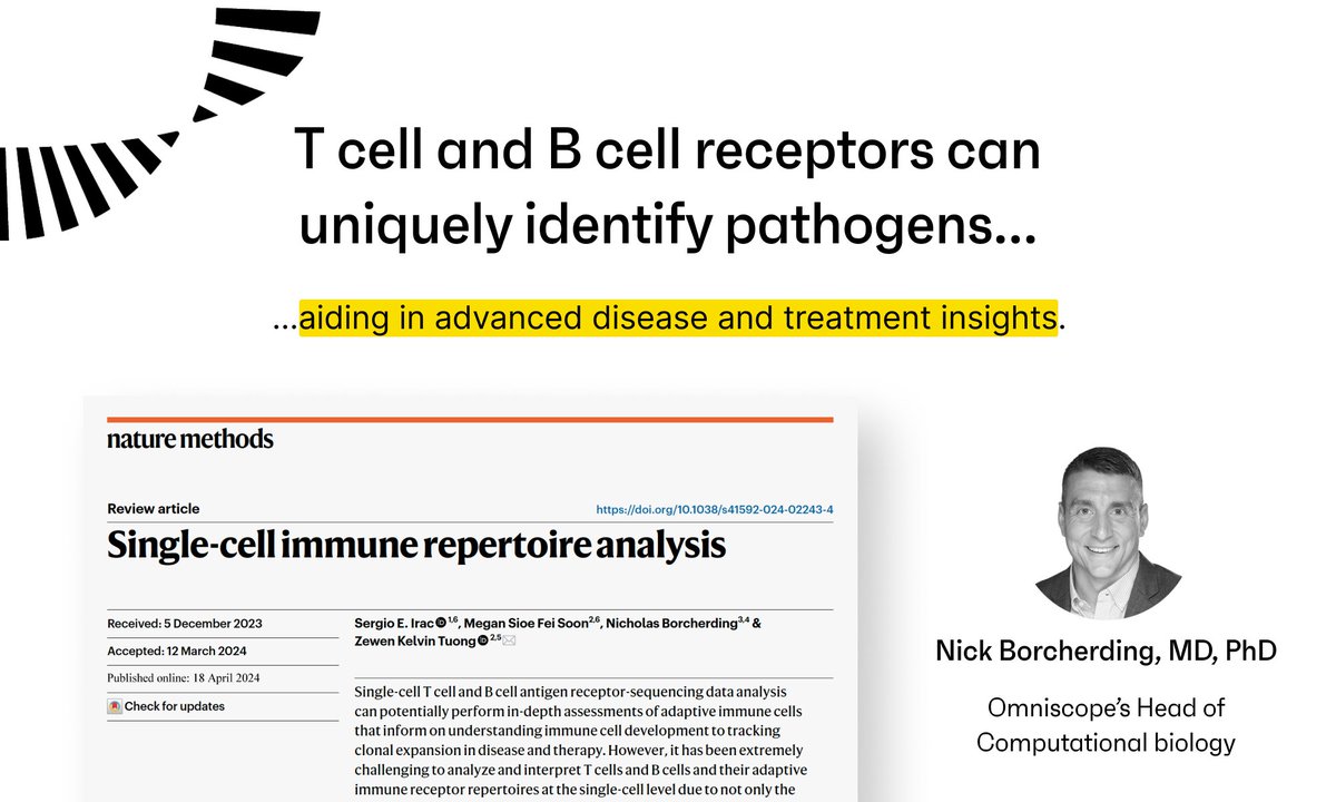 Discover the profound insights of deep, single-cell TCR and BCR sequencing in the latest publication by <a href="/theHumanBorch/">Nick Borcherding</a>.

Our technology offers insights into adaptive immune receptors, allowing discovery and interrogation of immune diversity.

🗞️ eu1.hubs.ly/H08SZGQ0