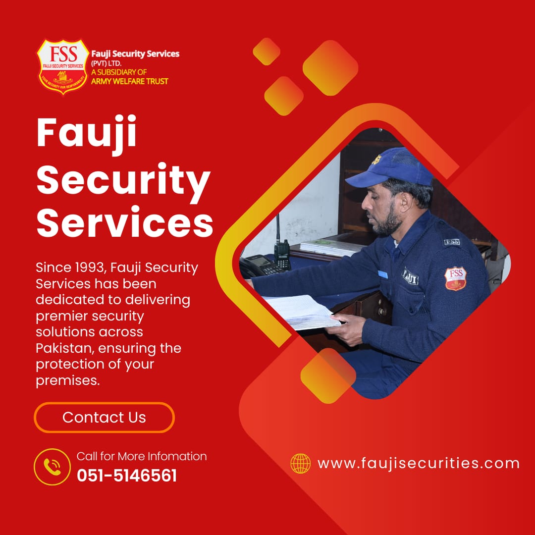 Contact us now to know more:
📞 051-5146561
✉ info@faujisecurities.com.
🌐 faujisecurities.com

#faujisecurityservices #fsspakistan #contactus #SecurityMatters #Rawalpindi #Pakistan