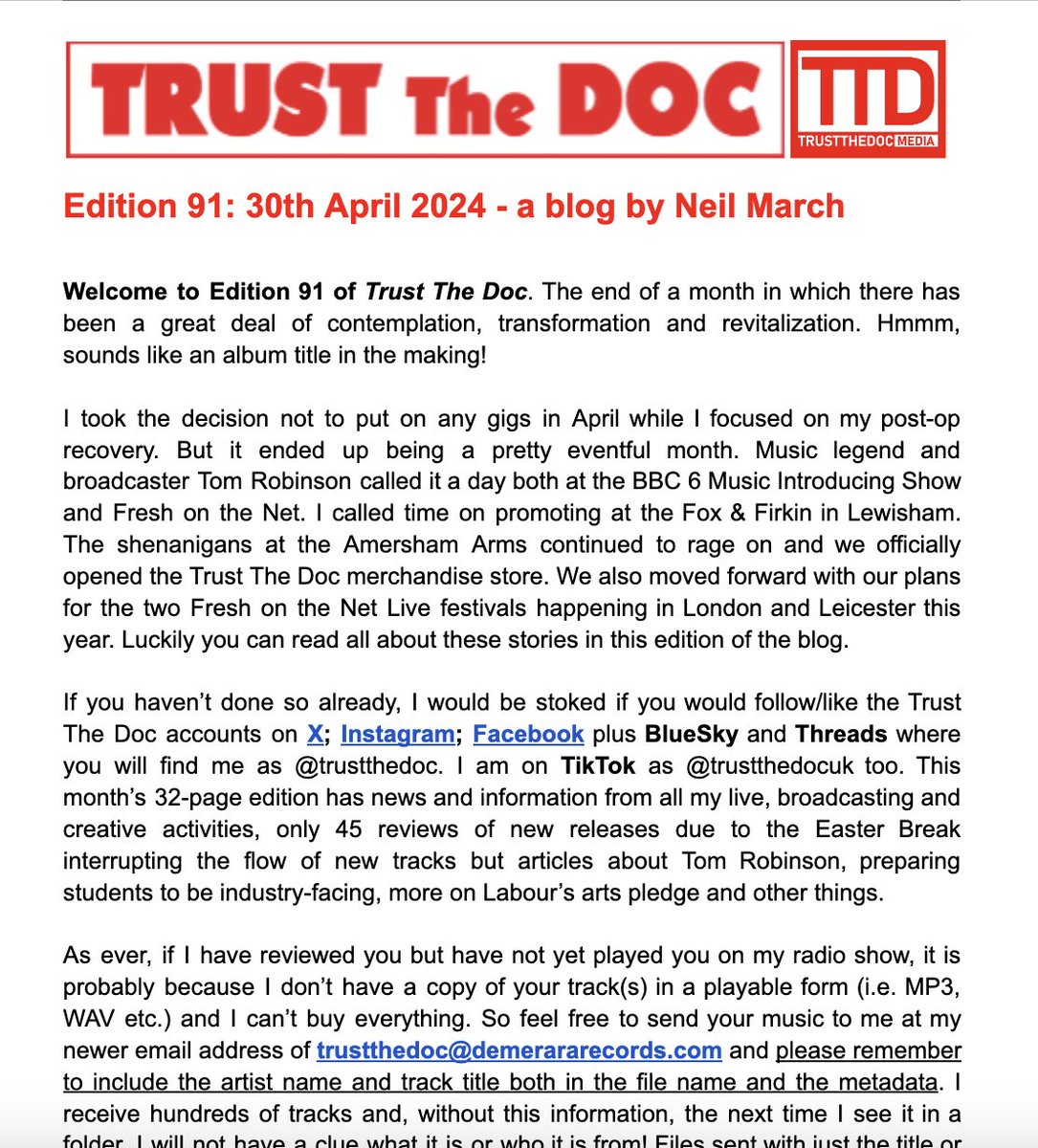 ... and Ed 91 @trustthedoc demerararecords.com/trust-the-doc also ft: #RonzoniHines #BornAgainVirgin @charleston51 @hellomidlands #GeraldineSnell @BeckGra @wildhorserockuk @ProjBlackMusic @pmadtheband @somehappything @Glitterverse911 @wynonaband @riversgabby1 @MoonpoolsMusic + more...