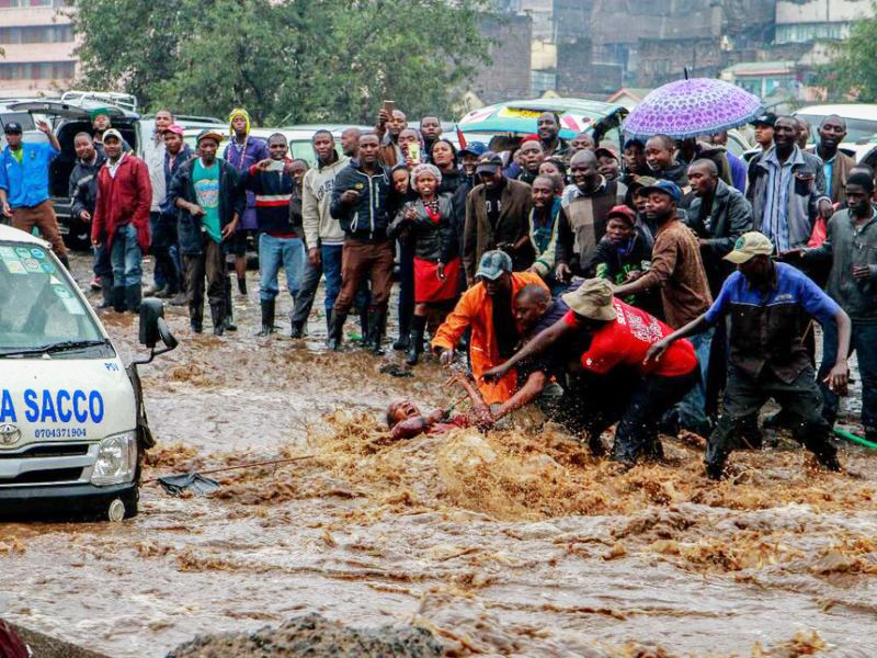 Africa is unified this morning in our concern about flooding in Kenya after massive rains. Headlines: Kenyans urged to stay off roads and abandon homes in endangered areas - schools are closed - 40 die after dam bursts. Photo: dramatic flood rescue in Nairobi.
