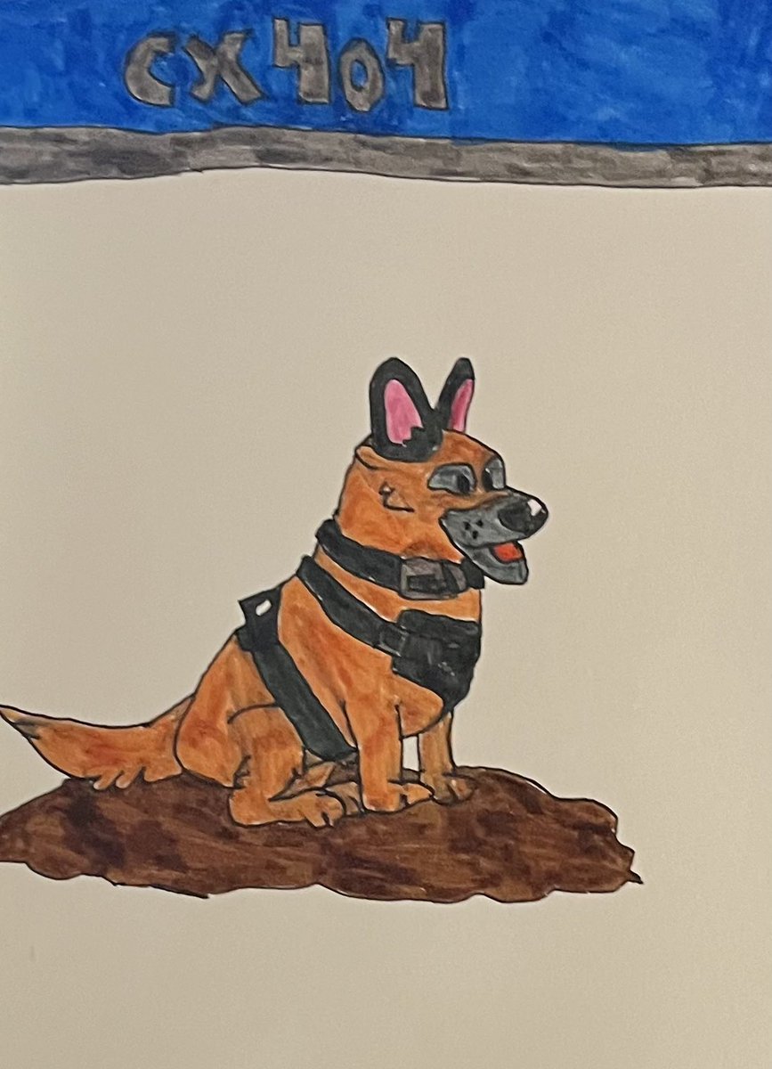My new artwork of the dog CX404 from the show Fallout #fallout #falloutprime #falloutart #2024art #dogart #tvart #cx404 #handdrawn #animalart