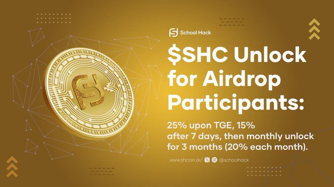 Info reaching me is that $SHC airdrop will be massive 

The good thing about $SHC is that it isn't heavily  farmed like beyond , bubble and other airdrop ,do what you need to do with this info $SHC
@SchoolHackCoin @0xSlite @74Claw