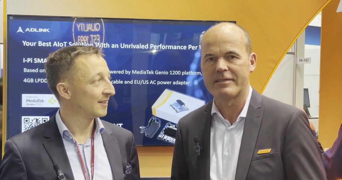 Step into the future of Edge AI with ADLINK and @MediaTek at Embedded World 2024! 🚀

Watch the uncut video now to unlock the potential of ADLINK I-Pi SMARC 1200 Devkit, powered by the #MediaTekGenio1200 Platform: youtube.com/watch?v=ZVvqVk…
#ew24 #developer