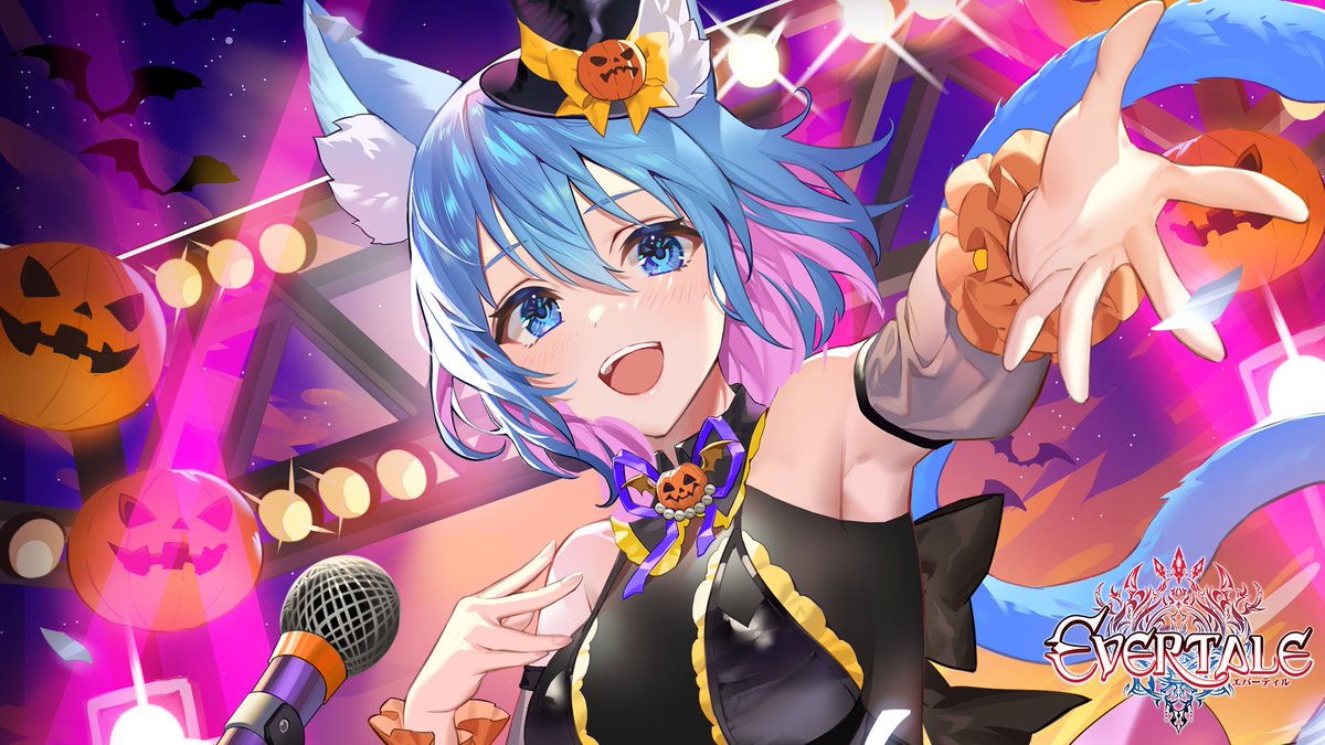 Mirai - Halloween Idol
⠀
Say it with me, everyone!
Trick or treat! ♪
⠀
Mirai is now available at an increased chance up rate for a limited time only!

#Evertale #AndroidGames #iOSGames #mobilegaming