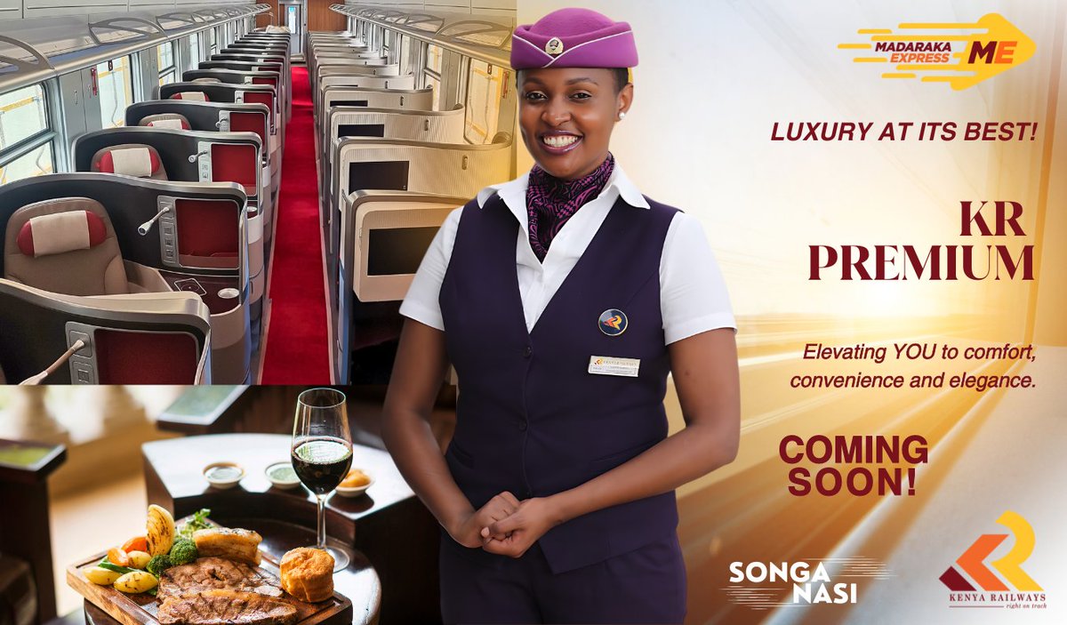 A premium travel experience is coming soon for travel between Nairobi and Mombasa. Stay tuned for a journey like no other! #KRPremium