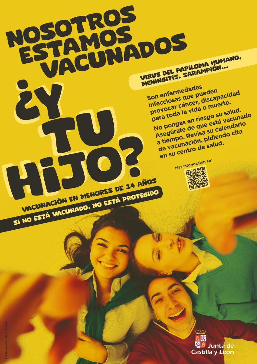 Con motivo de la Semana Europea de la #Vacunación, la Junta de Castilla y León promueve una campaña institucional dirigida a #informar y #sensibilizar tanto a padres como a adolescentes de la importancia de la vacunación. #JCyLSalud #CastillayLeón  saludcastillayleon.es/es/vacunacione…