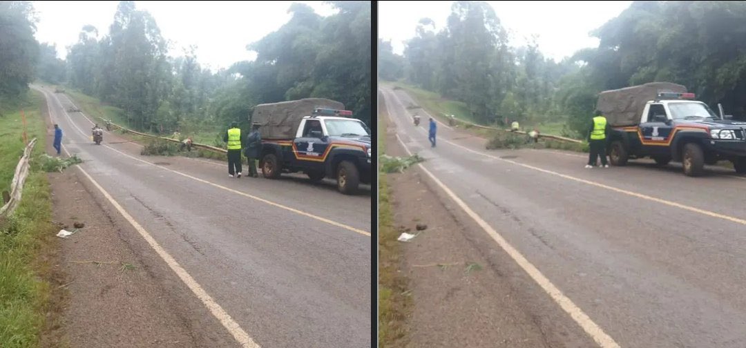 Embu-Meru highway closed as soil sinks on one side of the bridge. Police on site.