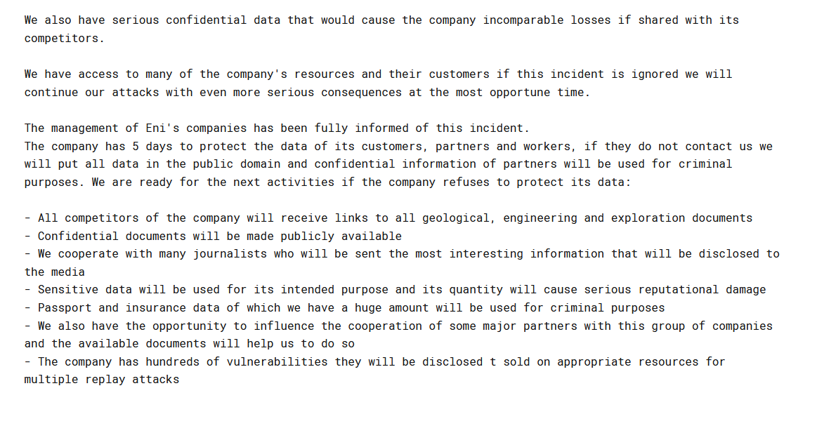 H4ckmanac's tweet photo. 🚨Major #CyberAttack Alert 🚨

🇮🇹#Italy / 🇱🇾#Libya: 
Mellitah Oil & Gas, the Libyan branch of Eni and other Eni business units allegedly compromised by RansomHub ransomware group.

"Mellitah Oil & Gas / Enigas Ly (Eni Electricity, Oil & Gas) and other Eni business units are hacked. All confidential data of the company and its customers are stolen," the hacking group states.

Several samples have been published, and the countdown for the ransom demand is set for May 4th.

According to the post, the criminal group managed to exfiltrate 1 Terabyte of data including:

- Financial and banking documents
- Passport and insurance data
- Geological reports and forecasts
- Details of oil production in different regions
- Detailed engineering information about the company's facilities
- Secret correspondence
- NDA documents
- Contracts and amounts of supplies of various raw materials
- Classified information on company tenders
- Internal correspondence of company employees and clients
- Detailed maps of resource extraction and engineering structures for their extraction by different time slices

The confirmation or denial of these claims has yet to be verified.

#Ransomware