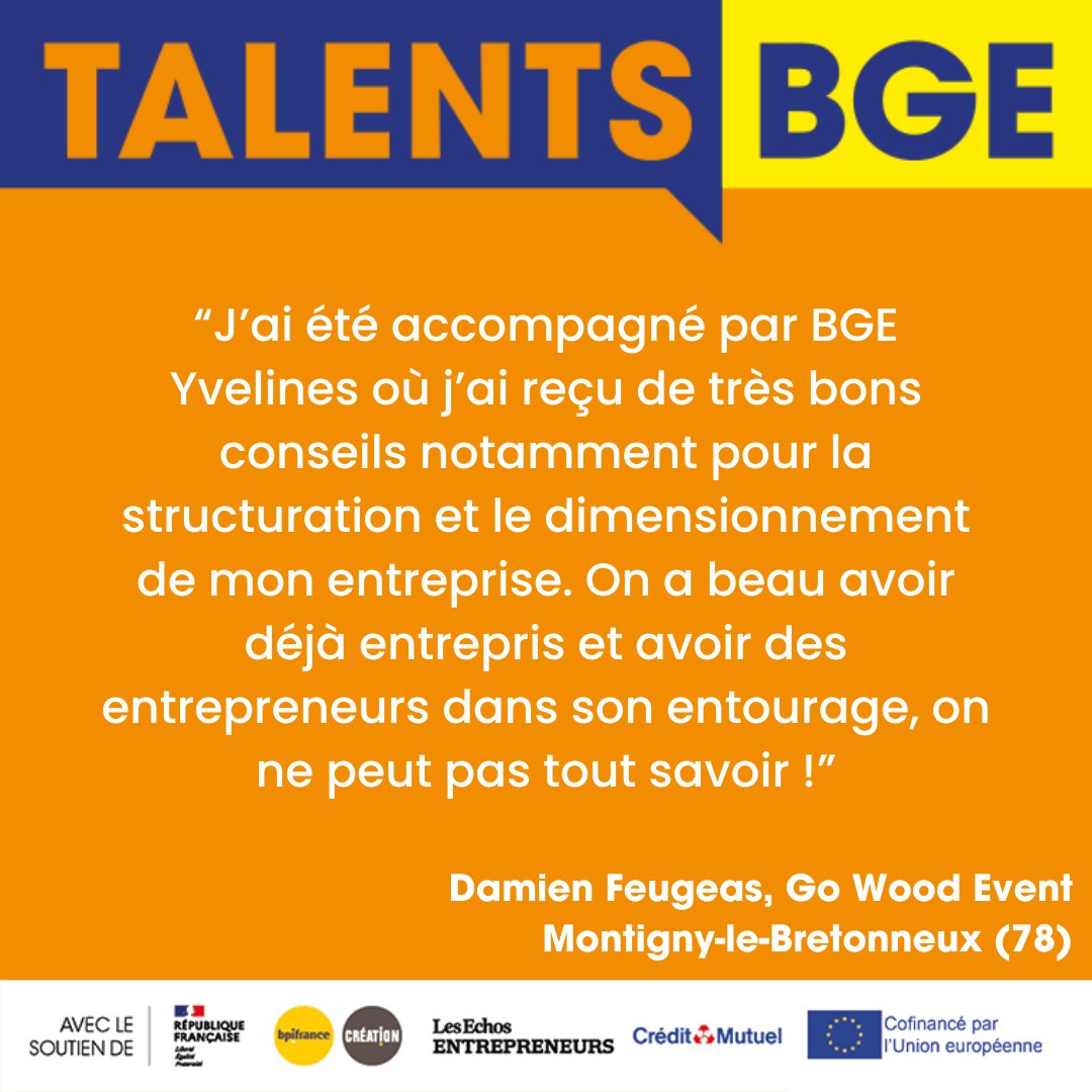 Damien, accompagné par <a href="/bgeyvelines/">BGE Yvelines</a>, est un Talent BGE 2024 pour la région IDF.
Design et location de stands de qualité, modulables et écoresponsables en bois pour les salons professionnels, foires, collectivités et autres évènements d’intérieur.

👉 bge.asso.fr/entrepreneurs/…