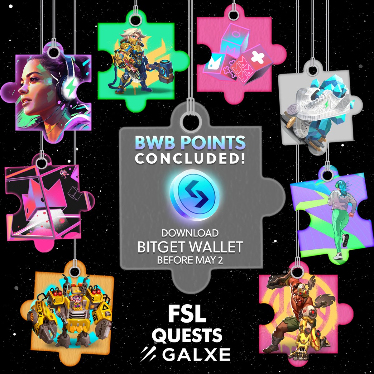 Thank you to everyone who participated in our #Galxe event with @BitgetWallet! 🧩 🥳 BWB points collection officially ended yesterday, and rewards will be sent out before May 2nd. 🚨 Important Reminder: Please ensure you download the Bitget Wallet APP before May 1st to verify…