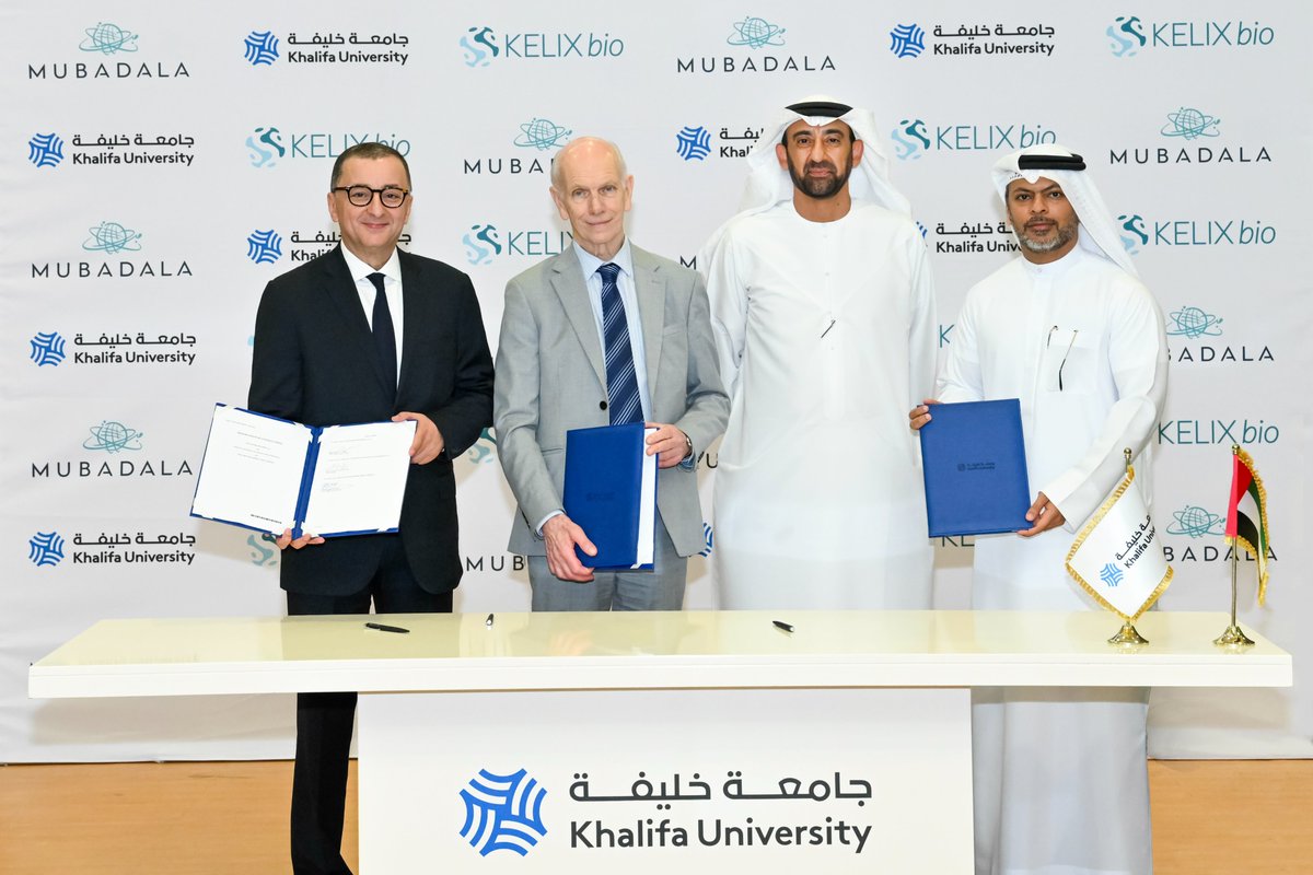 We have signed a MoU with @KhalifaUni of Science and Technology and global pharmaceutical company KELIX bio to advance biopharma technologies and capabilities in the UAE through local research activities.

(1/2)