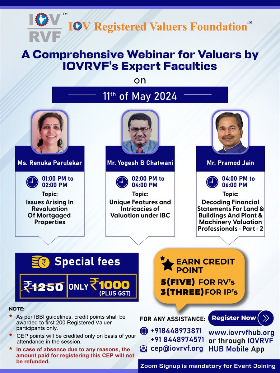 Don't miss out on the chance to join our comprehensive webinar, and level up your knowledge on diverse topics with 3 consecutive sessions by our expert speakers. Date & Time: 11th May (1:00 PM to 6:00 PM) iovrvfhub.org/event_details/… #IOVRVF #CEP #Webinar #LargestRVO #Registernow