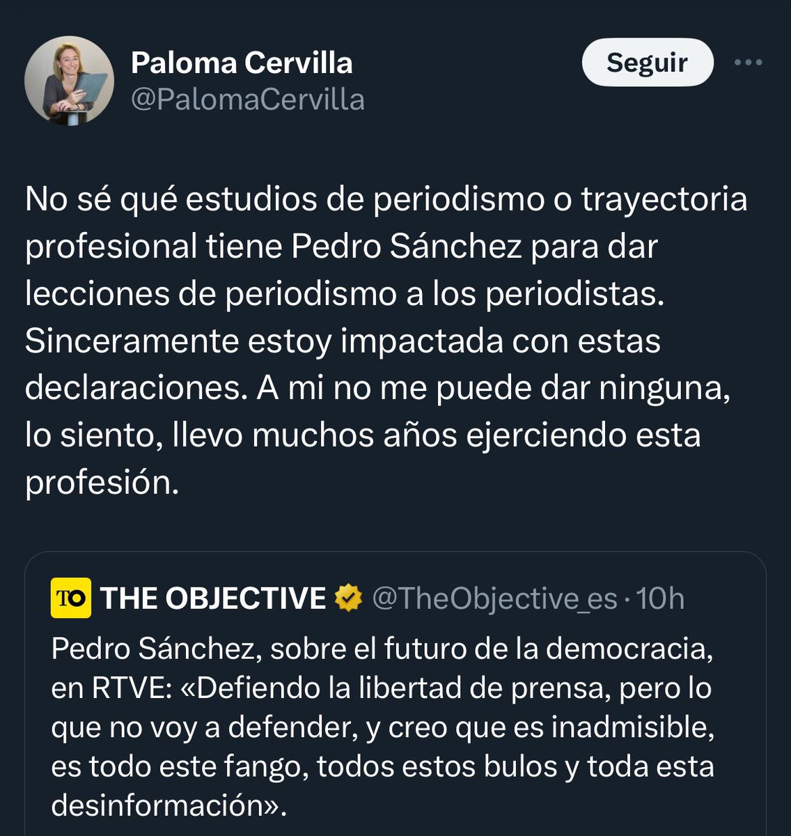 Me acuerdo cuando @PalomaCervilla escribió que las alumnas usaban la beca para ponerse tetas porque a ella se lo había contado una amiga. Cualquier puede y debe darte lecciones de periodismo. Cualquiera.