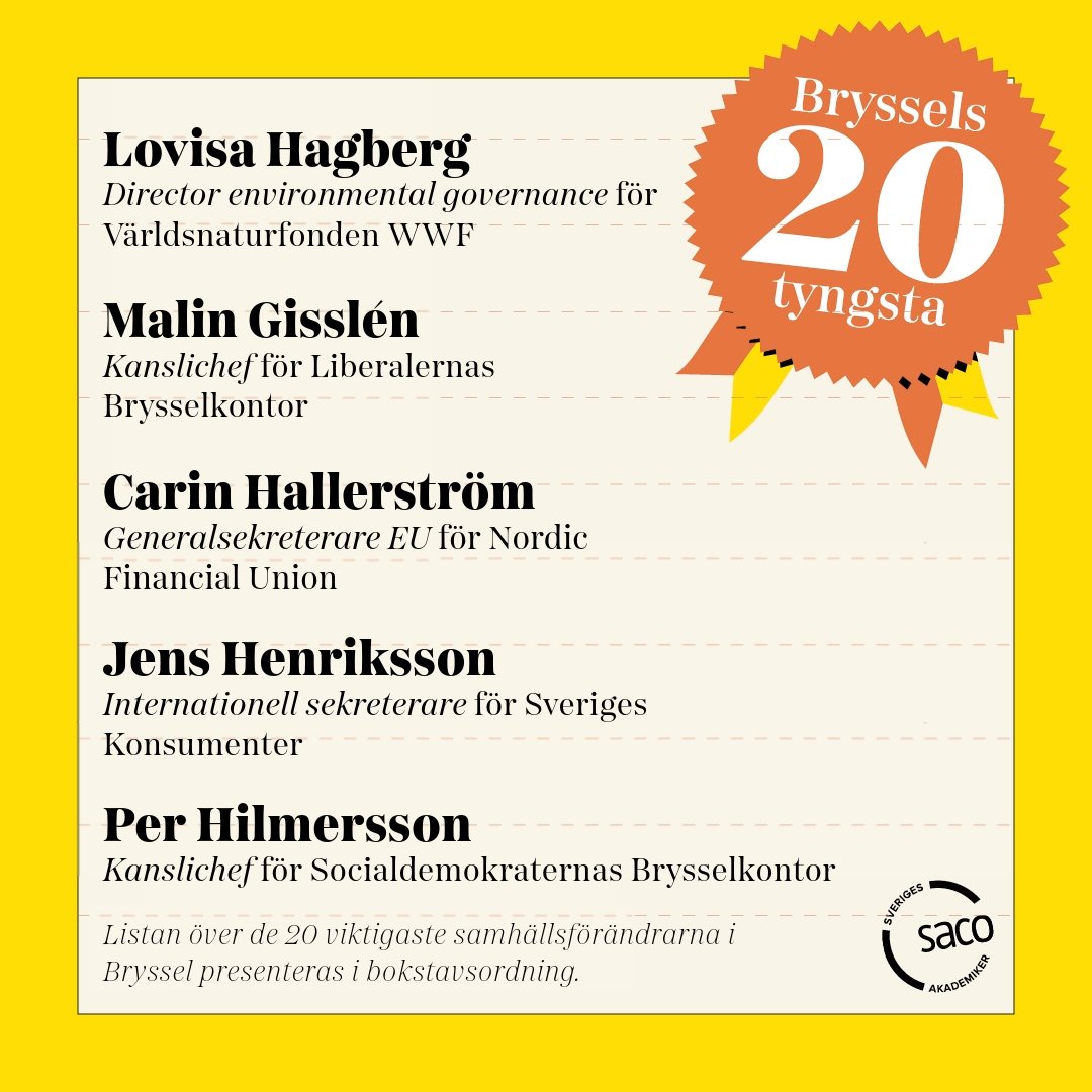 Här är listan över de 20 viktigaste samhällsförändringarna i Bryssel. Inför EU-valet vill vi ta tillfället i akt och uppmärksamma 20 svenska samhällsförändrare, som genomfört långsiktiga förändringar i EU – helt i #SlowPolitics-anda! Hela listan: slowpolitics.se