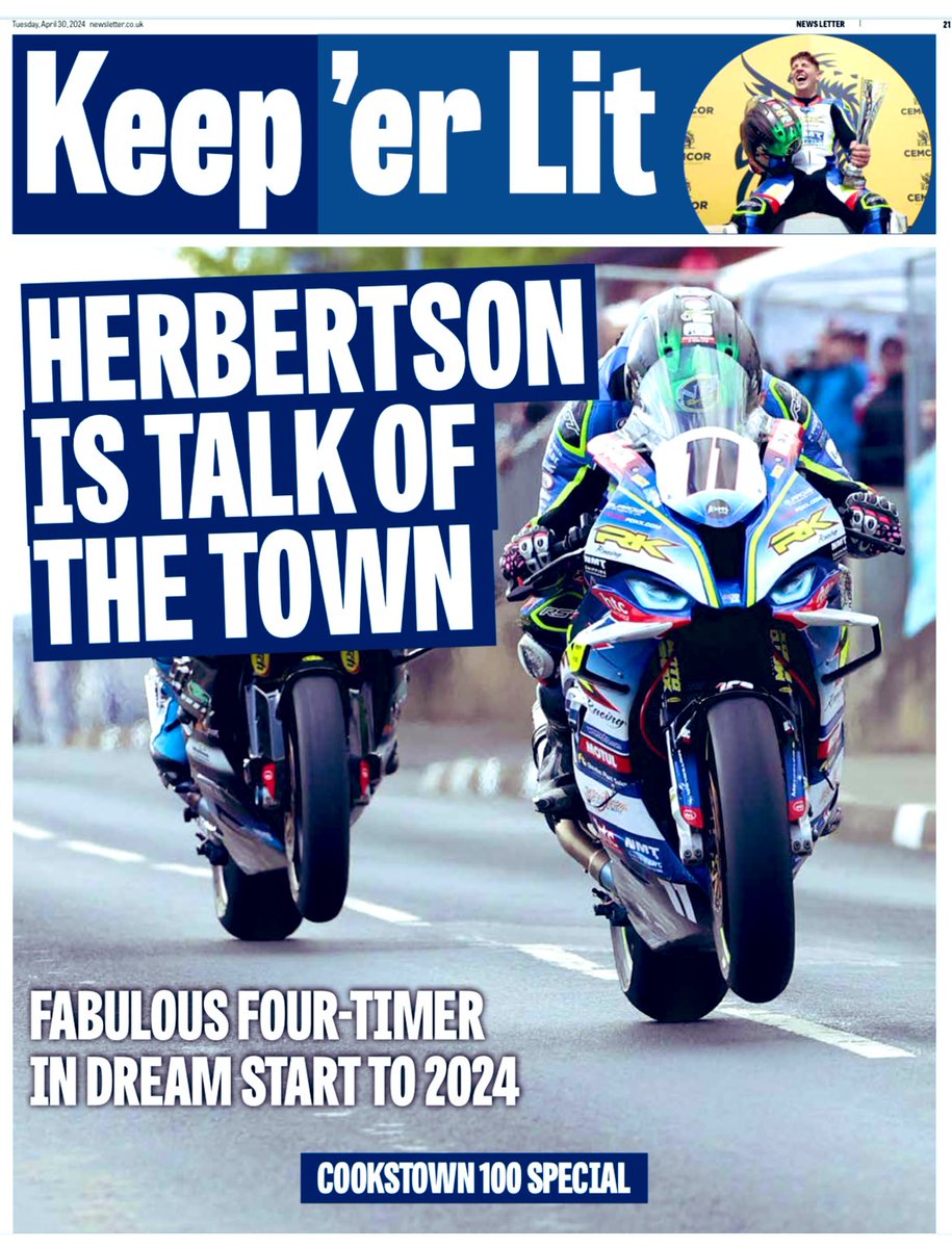 Don’t miss Keep ’er Lit with an 8-page review of the Cemcor Cookstown 100 free inside the @News_Letter today 🗞️