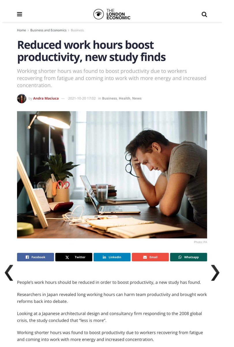 Argumentet att förkortad arbetstid skulle leda till sänkt produktivitet i Sverige stämmer inte. Studier tyder på att det snarare är tvärtom. Inom tjänstesektorn - som står för 2/3 av produktionen i Sverige, inkl välfärdssektorn - har studier visat att produktiviteten förblir