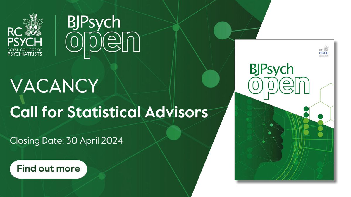 📢New Vacancy Alert #BJPOpen is looking for Statistical Advisors to join its Editorial Board with the aim of improving the quality of statistical analysis of #psychiatry papers published in the journal Could this be you? Learn how to apply⤵️ cup.org/49Dlo5W @TheBJPsych