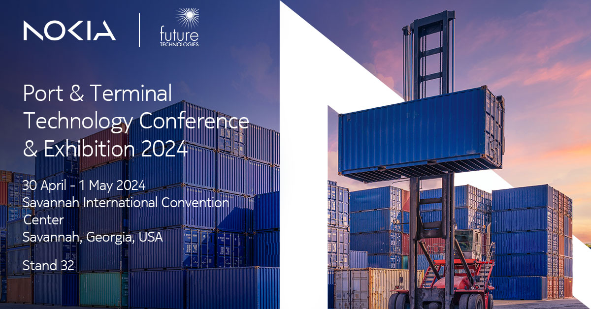We're here at Stand 32, ready to engage with you at the Port & Terminal Technology Conference & Exhibition 2024. Explore how our solutions are driving digital transformation in port operations. Know more: nokia.ly/3VXkxZC #NokiaPrivateWireless #Port40 @futuretechllc
