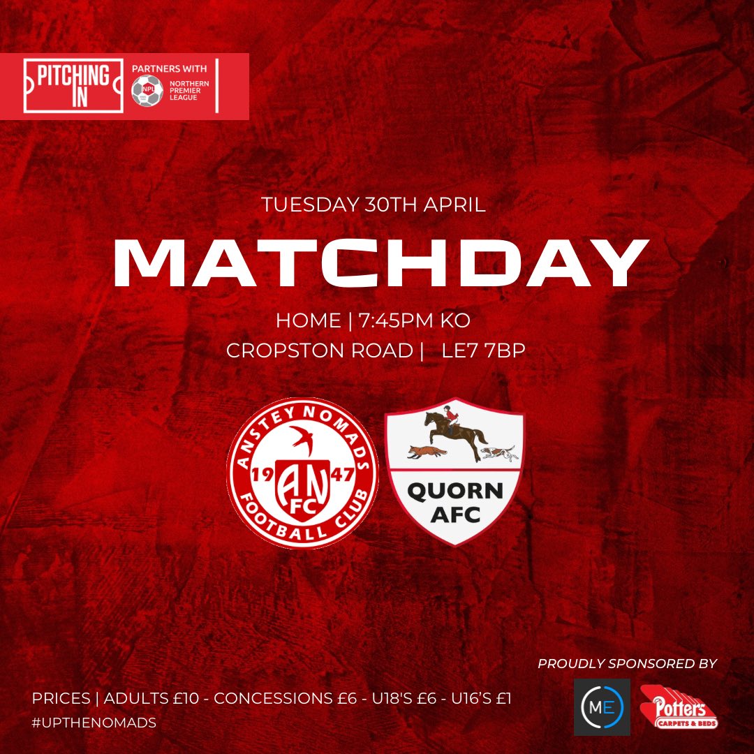 MATCHDAY! 🔴 It’s play off semi final day! Be sure to arrive early as we expect it to be a busy one tonight! #UpTheNomads