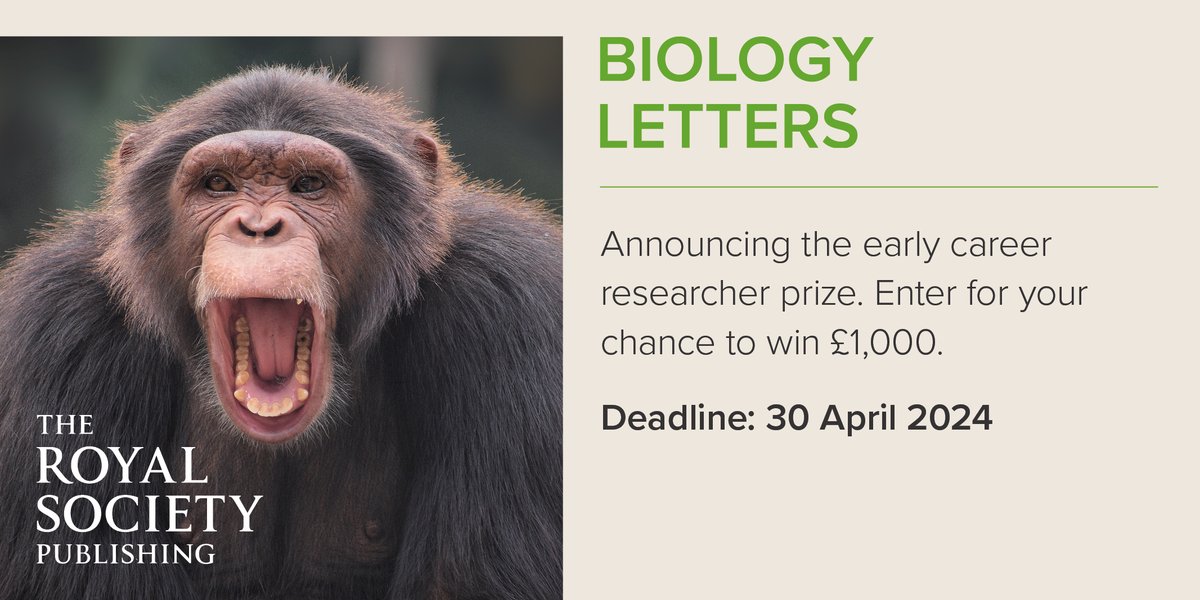 The #BiologyLetters #ECR competition closes today! Opt-in and submit your research by the end of the day to be in with a chance of winning ow.ly/sJZc50KHRMB. Good luck! 

#ecrchat #Postdoc #academictwitter