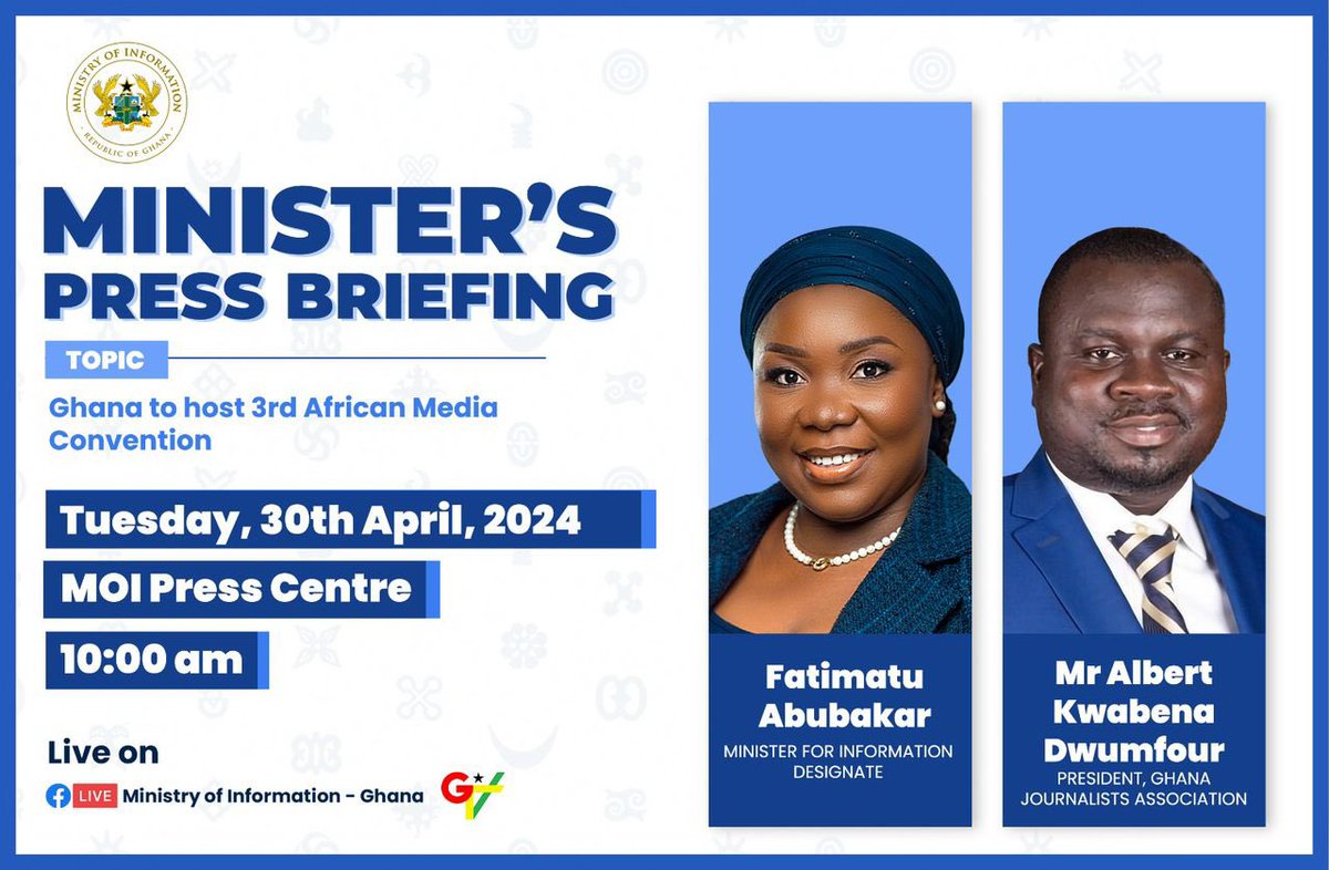 Minister’s Press Briefing, this morning at 10:00am. Kindly join us
