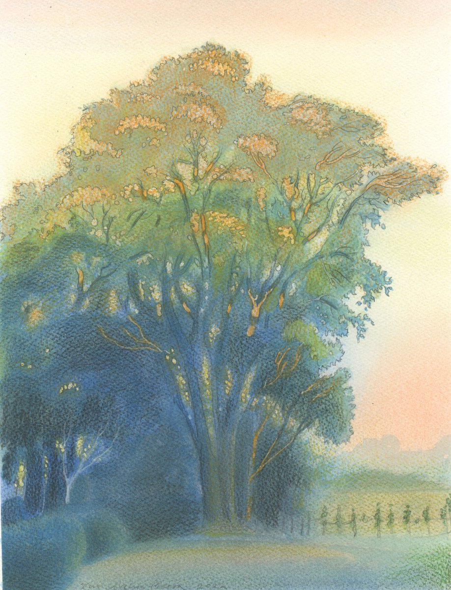 Twilight in the Surrey Hills: watercolour from 2023