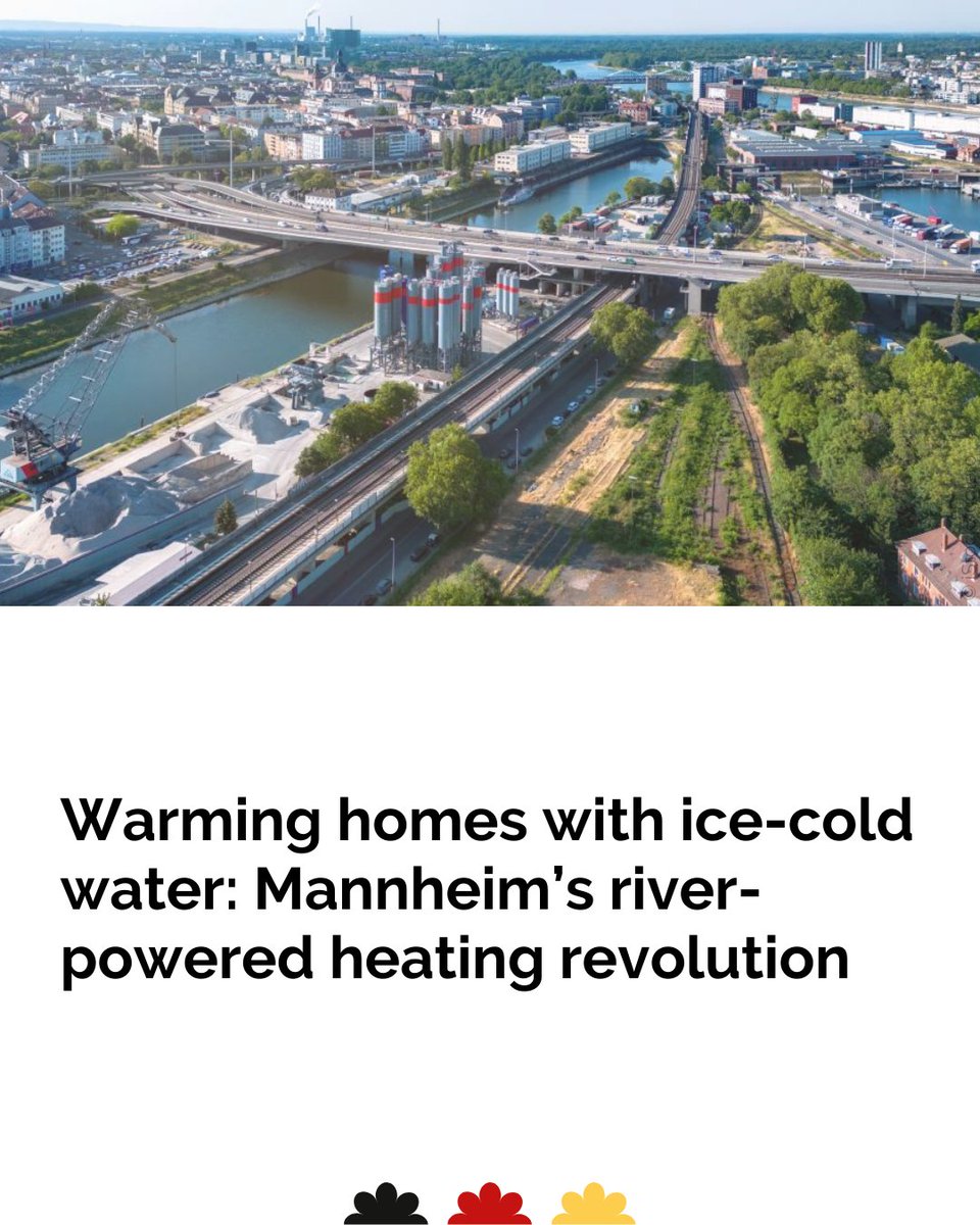 Mannheim operates Germany's largest river heat pump and already warms thousands of homes utilizing ice-cold water. Using the Rhine’s thermal power is part of the city's long-term plan to shift the energy supply away from coal. Find out how it works here 👉 sohub.io/ekdv