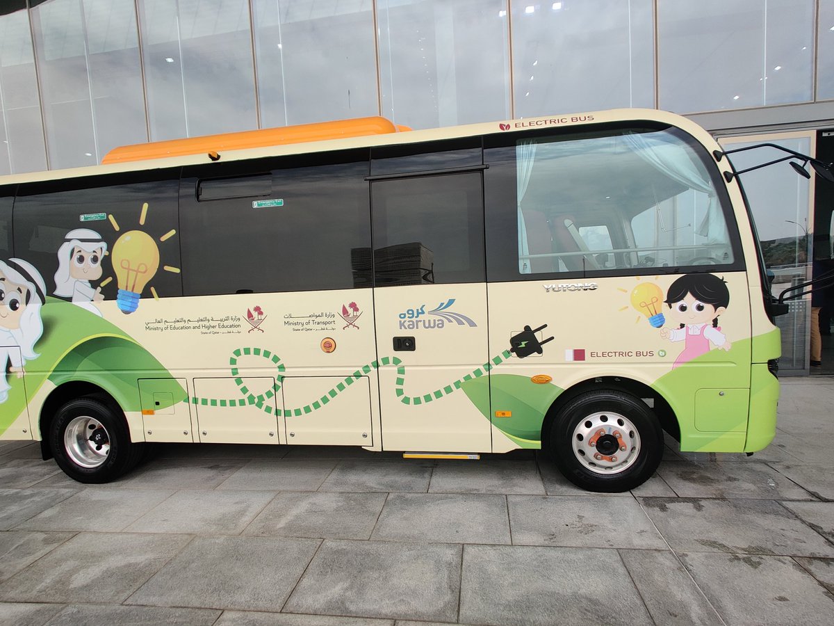 In #Qatar, #electricbuses are also for #schooltransport... Children deserve the best. It's important that they get used to high quality #publictransport.
