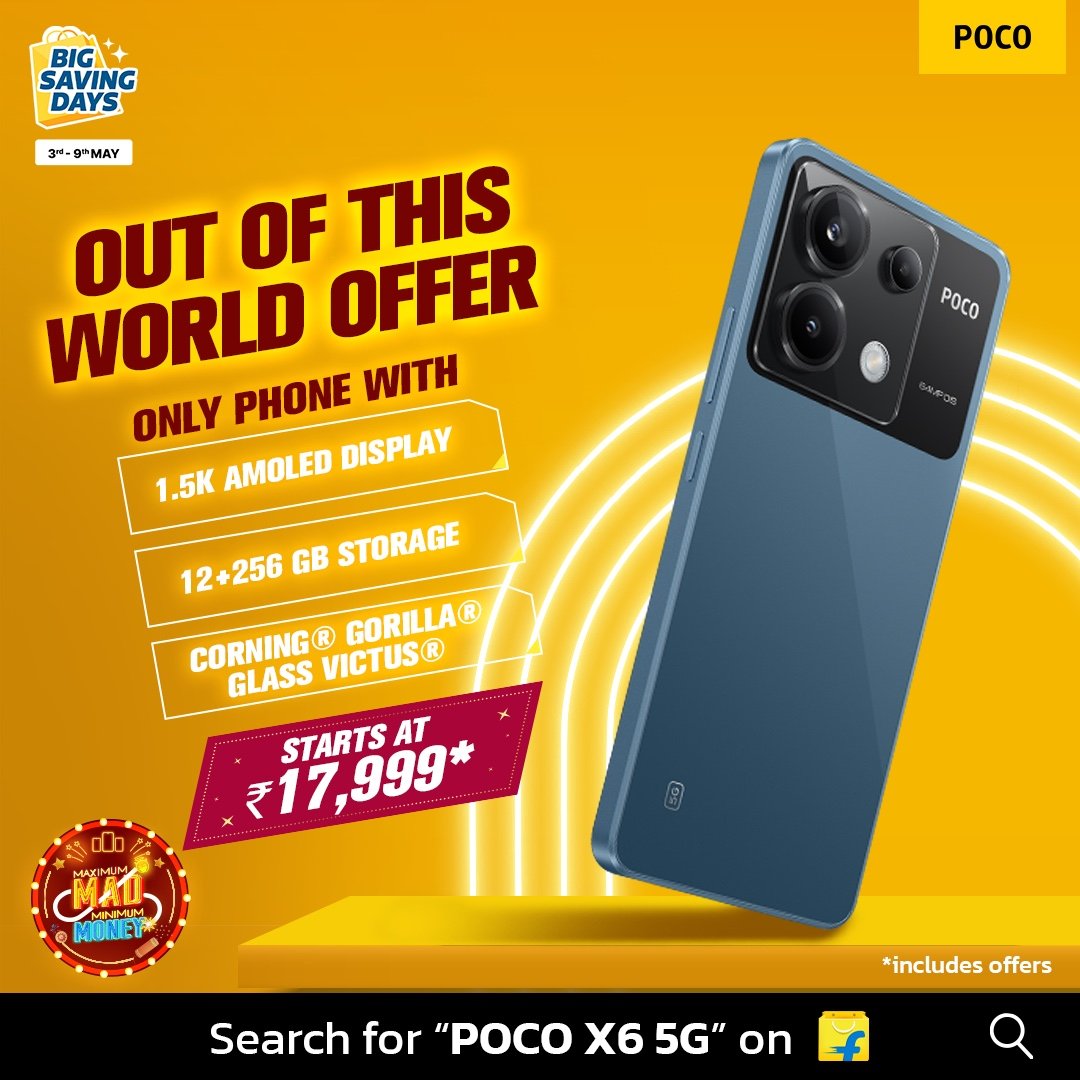 The two biggest offers of @IndiaPOCO go live tonight on Big Sale Days. As you know, we increase prices as we start hitting sale numbers 😜. So hurry up!! 😉
@Flipkart