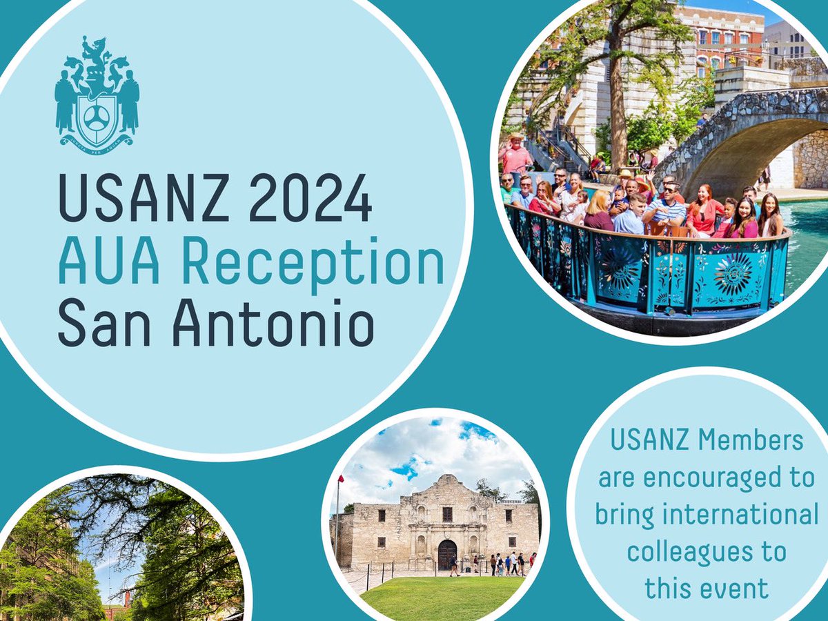 Will you be at #AUA24? If so, please join us this Friday for the USANZ AUA Reception from 5:00 - 8:00pm . USANZ members are encouraged to attend, and to bring their international colleagues to the event. More details here.  bit.ly/USANZAUARecept…
