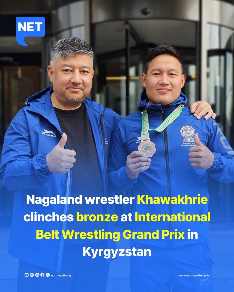 #Nagaland | Rokuo Kehie Khawakhrie from Nagaland has clinched a bronze medal for India at the International Belt Wrestling Grand Prix held in Bishkek, Kyrgyzstan, igniting waves of joy and pride not only in Nagaland but across the nation. Despite facing formidable opponents, he…