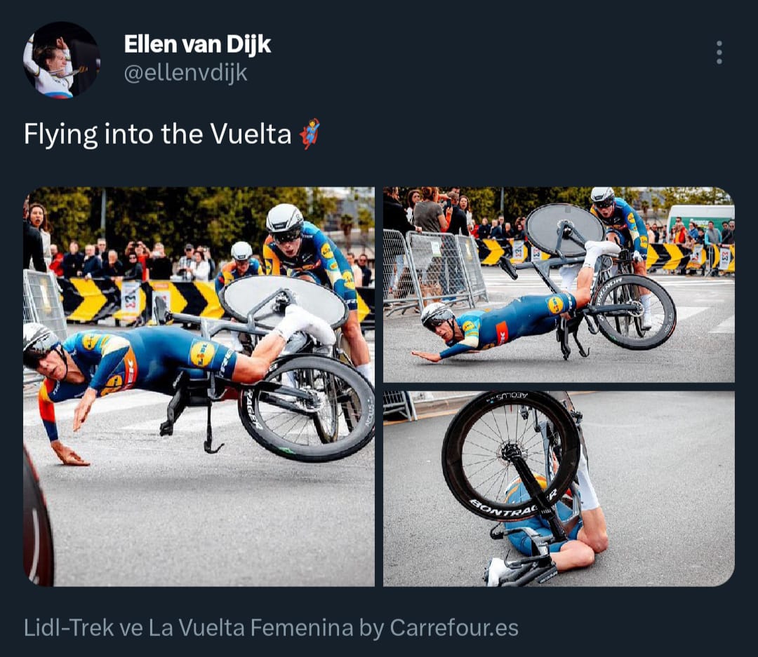 🚴 Dün Vuelta Femenina ikinci etabında kaos vardı, ondan en iyi Ali Jackson beslendi. Yollar ıslak, alan da geniş olunca sprinte giderken kazalar oldu. Tura devam edemeyenler var maalesef. Ali Jackson ön grupta kalıp sprinte girebilenlerden biriydi. Faulkner çok iyi çalıştı, o da