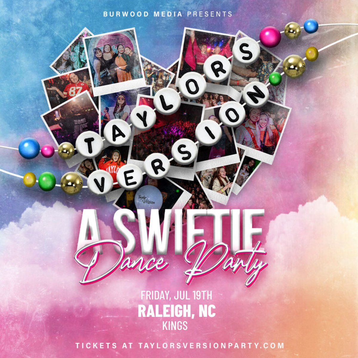 Just announced— Taylor's Version - A Swiftie Dance Party is coming to @kingsraleigh on July 19! 💋📷 Tickets are on sale now. found.ee/andTaylorsVers…