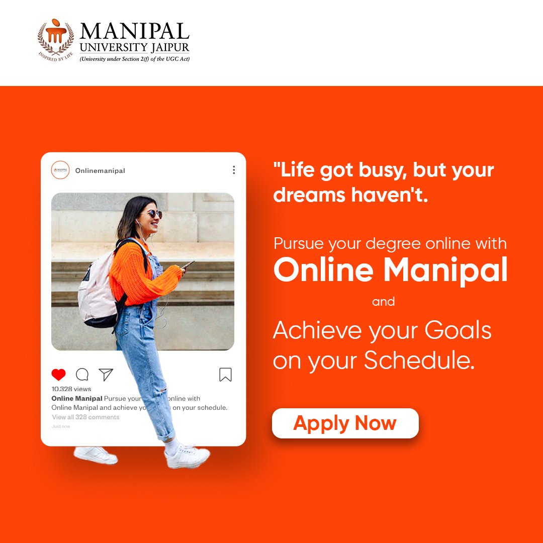 Don't let life slow down your learning journey. Pursue your degree with Online Manipal & stay on track towards your goals. Apply Now!

Contact details- +91-8336889553
WhatsApp:- wa.me/message/TINDX5…

#EduKyu #OnlineManipal #ManipalUniversity #onlinemanipaljaipur #FutureLeaders
