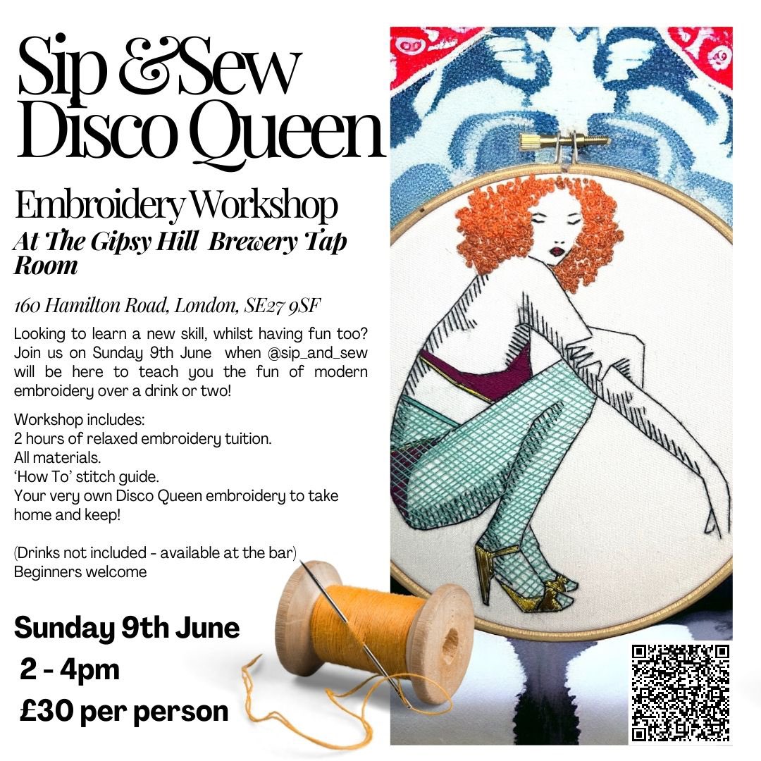 D.I.S.C.O 🪩🪩🪩

of sitting on the sofa scrolling your phone? Join me at the @ghbc_taproom on Sunday 9th June for my Disco Queen Embroidery workshop! 
Inc 2 hours of relaxed embroidery tuition, all the materials needed to create your disco queen plus LOTS of fun!! 🪩🕺🏼🙌🏼