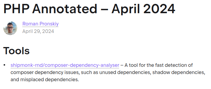 🎉 Happy to see our github.com/shipmonk-rnd/c… find its way to PHP Annotated by JetBrains!