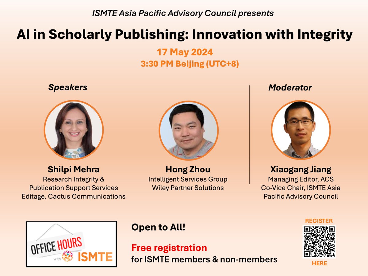🌏Respirology Registered yet for the @ISMTE discussion with our experts from the AP-region on the topic of #AI in scholarly publishing? Everyone welcome! ismte.org/events/event_l… @APSRapsr @WileyHealth @tsanz_thoracic @EuroRespSoc @atscommunity @WileyBiomedical