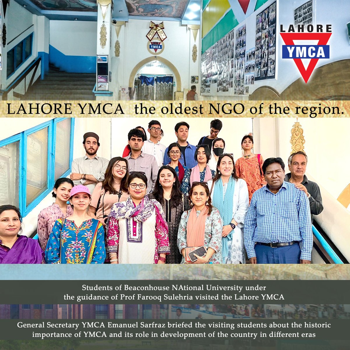 Students showed keen interest in the working of this organization that has been serving the communities since 1876 and is the oldest NGO of the region. 
#ymcalahore
#legacyoflight
#ymca
#communityservice
#youthdevelopment
#historicngo
#lahorehistory
#sportspioneers
#femaleempower