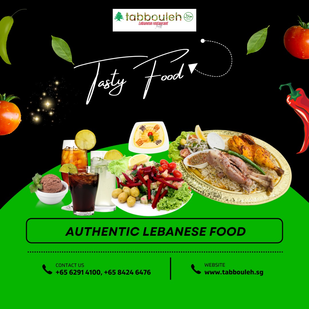 It's all about enjoying tasty food from Lebanon in a friendly place!
Call or WhatsApp +65 62914100, +65 8424 6476
Website: tabbouleh.sg

#lebanesefood #AuthenticFlavors #GrilledGoodness #RefreshingDrinks #CreamyShakes #TastyTreats #LambMandi #FoodieFaves #LebaneseEats