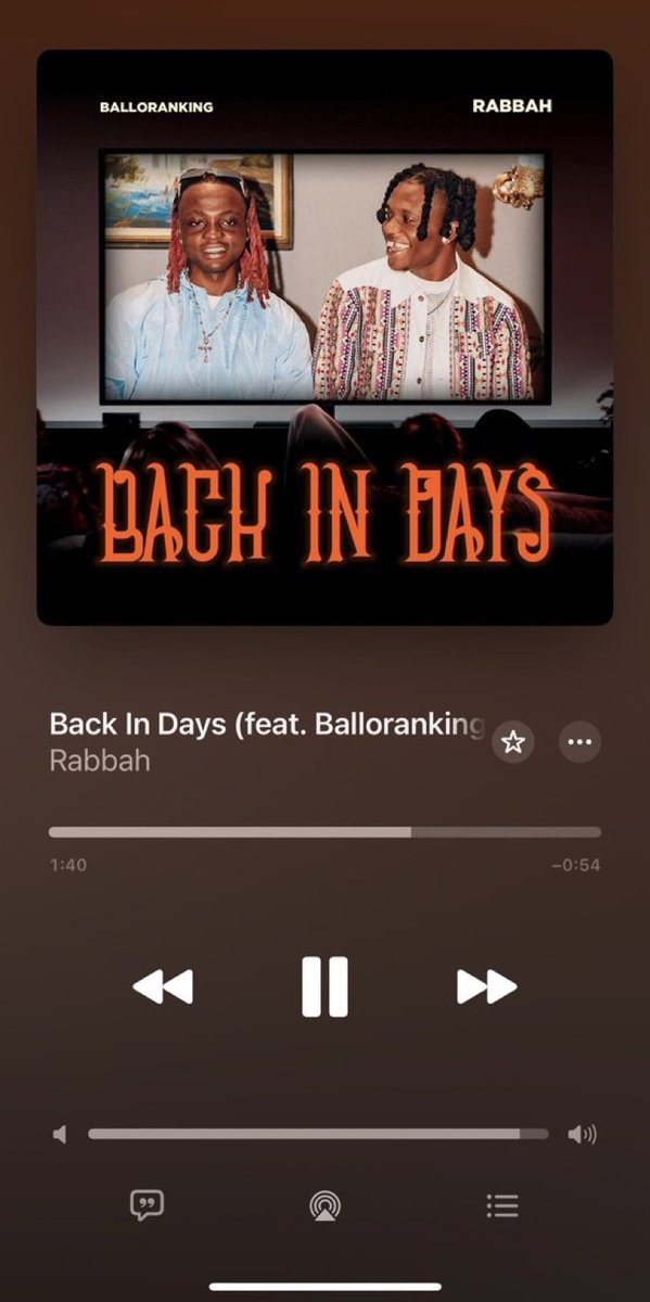 Bless your playlist with this ‘Back In Days’ by @Iamrabbah ft balloranking! Trust me you will surely love it 🥰. Stream here: music.apple.com/ng/album/back-…